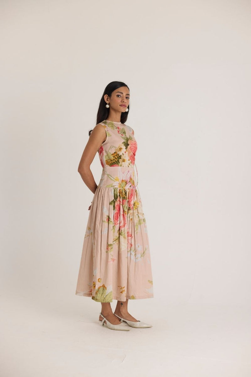 HAZEL SIDE CUT OUT DRESS satin by Yam in pink color for women Worldwide