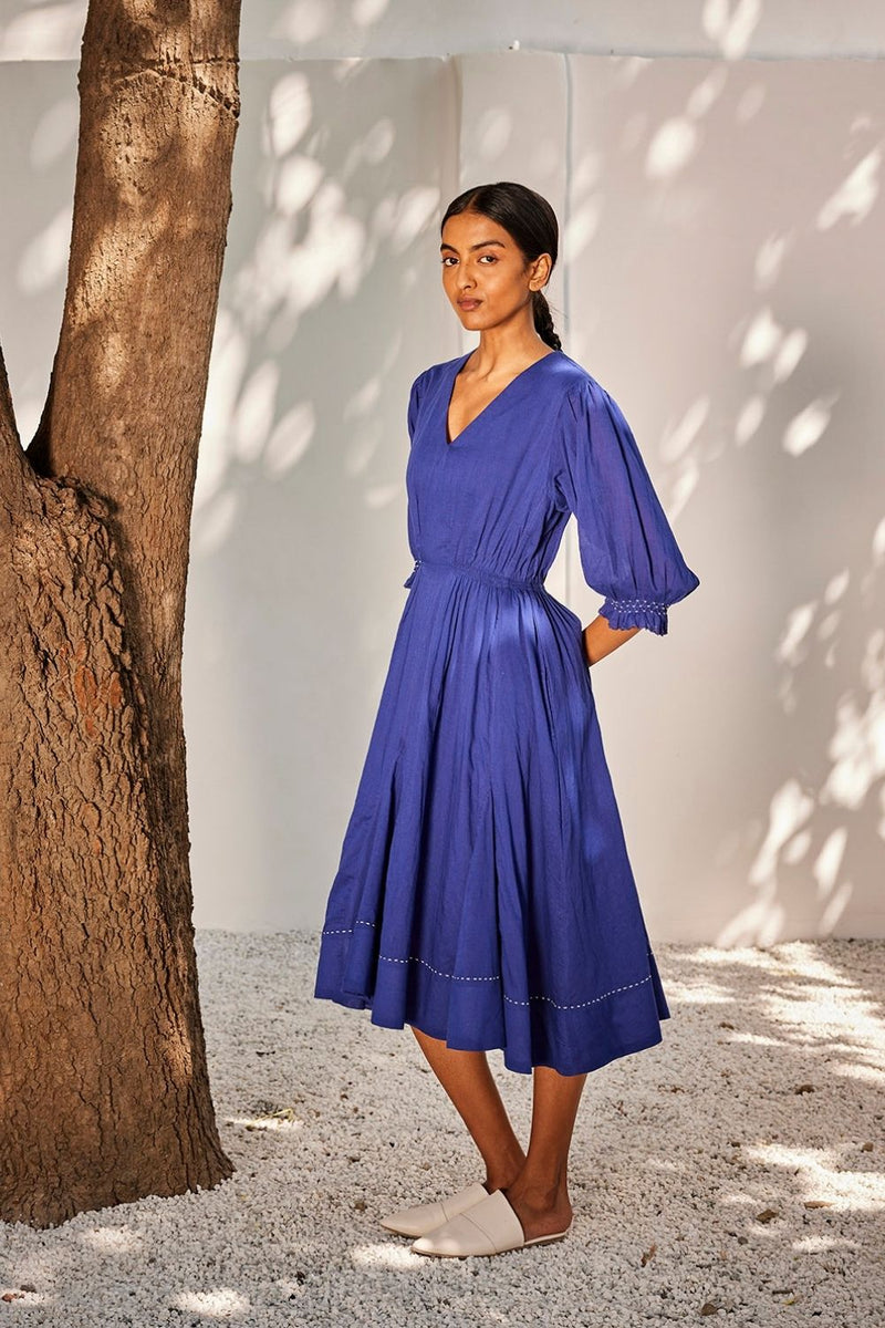 Bustling wind dress Dress by Khara Kapas in blue for women Worldwide