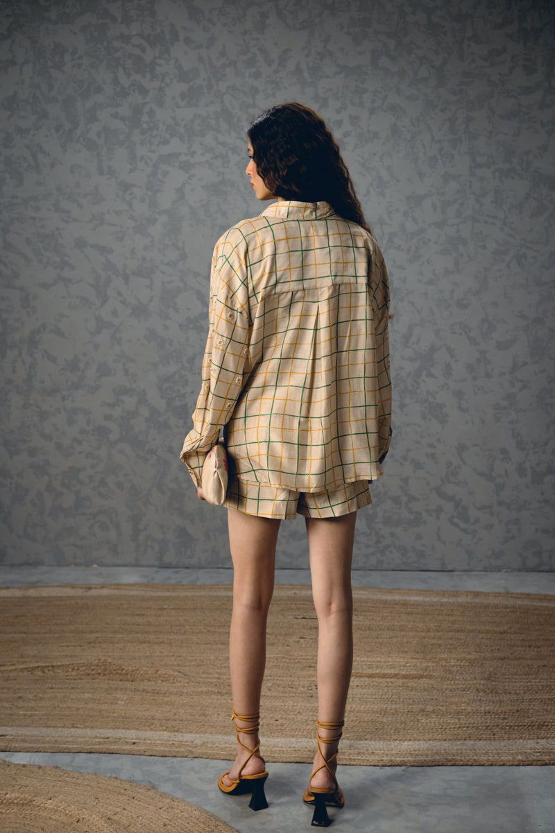 NORI SHIRT SET-IVORY silk by Paulmi & Harsh in ivory color for women Worldwide