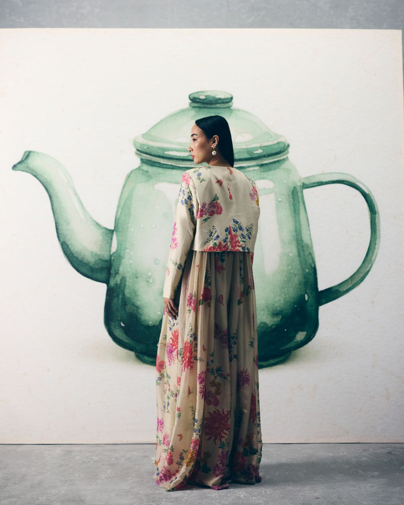 YUME JUMPSUIT SET silk by Paulmi & Harsh in ivory color for women Worldwide