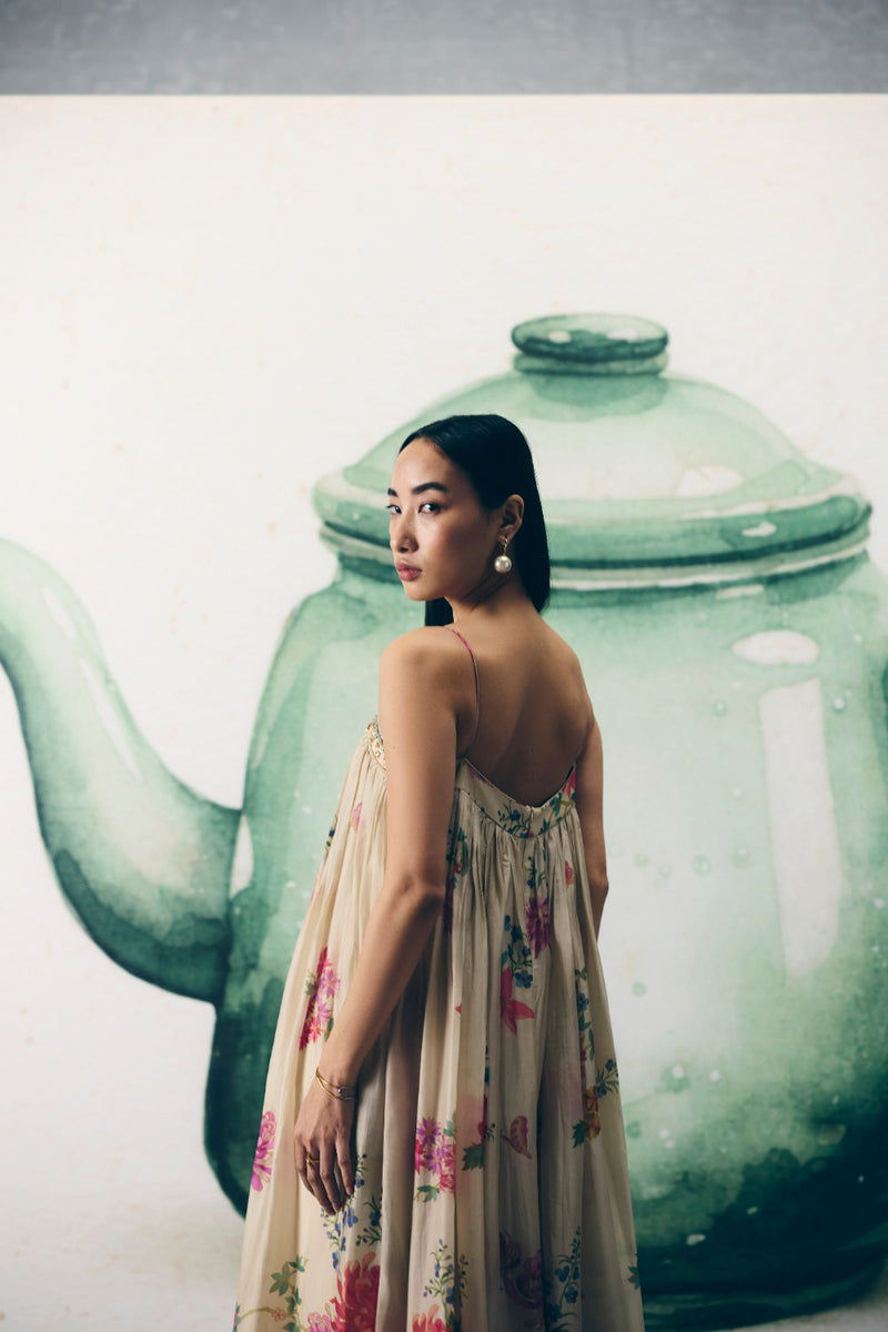 YUME JUMPSUIT SET silk by Paulmi & Harsh in ivory color for women Worldwide