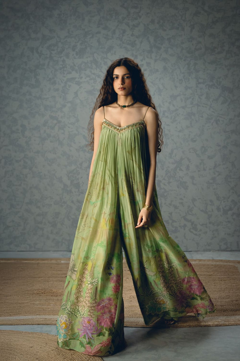 YUME JUMPSUIT SET
- PISHTA GREEN organza by Paulmi & Harsh in green color for women Worldwide