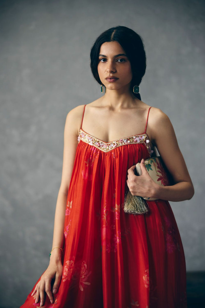 YUME JUMPSUIT SET
-RED organza by Paulmi & Harsh in red color for women Worldwide