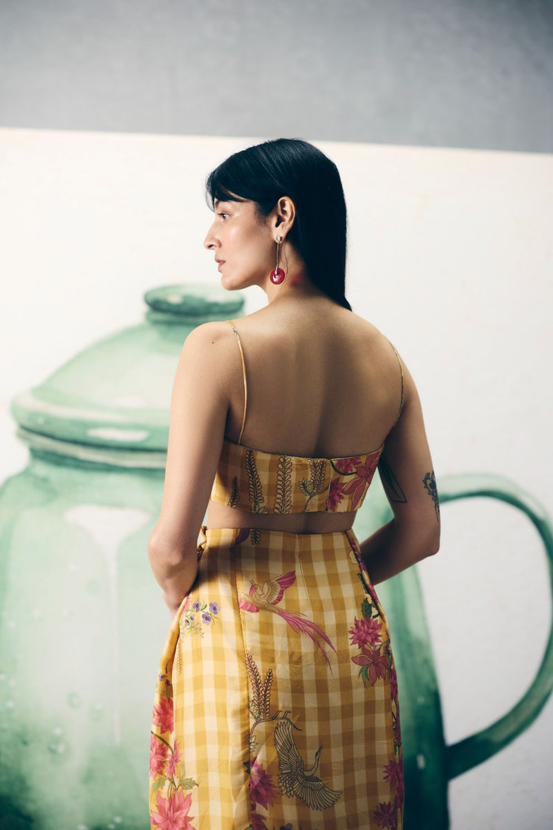 YUKI SHIRT SET organza by Paulmi & Harsh in yellow color for women Worldwide