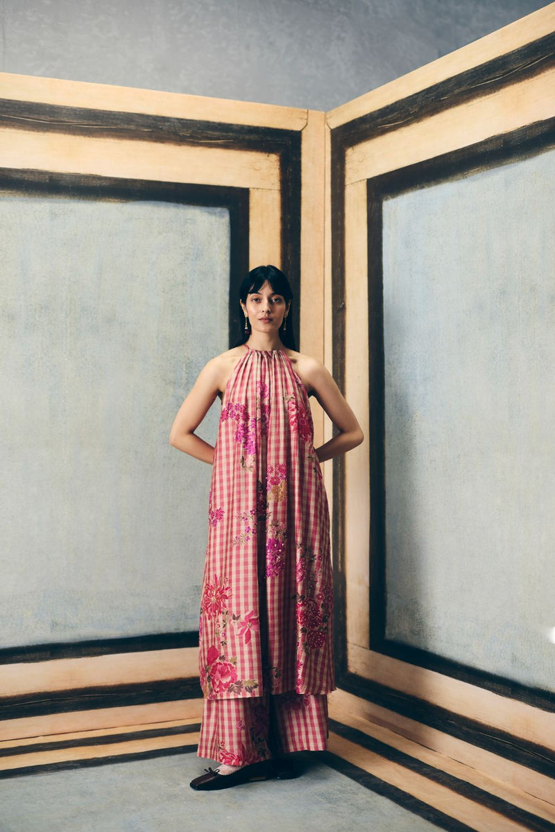 RISA KURTA SET silk by Paulmi & Harsh in red color for women Worldwide