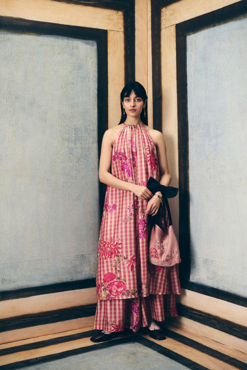 RISA KURTA SET silk by Paulmi & Harsh in red color for women Worldwide