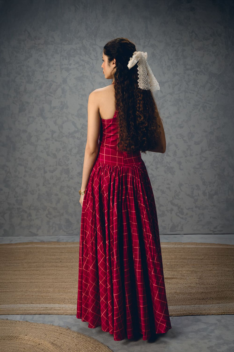 AKARI DRESS- MAROON poplin by Paulmi & Harsh for women Worldwide