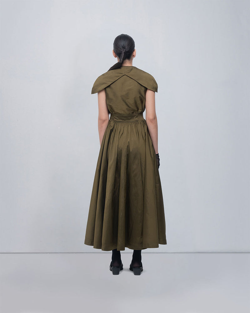 Daria Dress viscose by Leh Studios in olive for women Worldwide