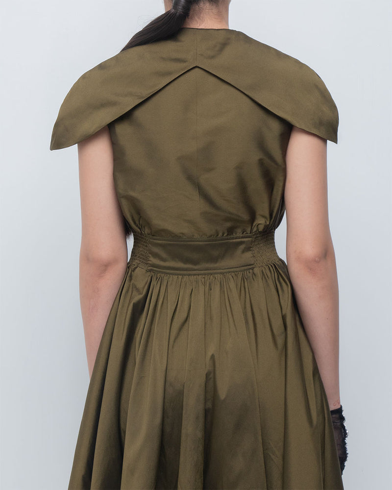 Daria Dress viscose by Leh Studios in olive for women Worldwide