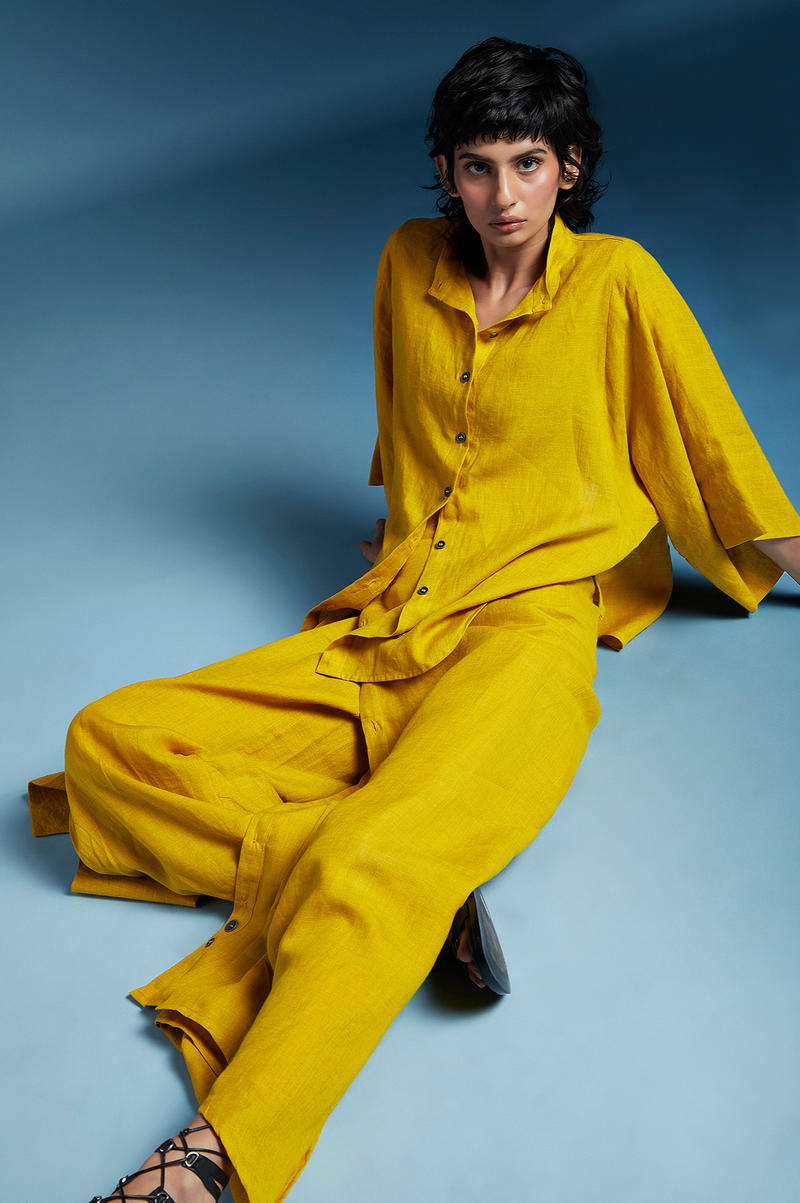 Kiko Shirt-Mustard by Chola in mustard color for women Worldwide