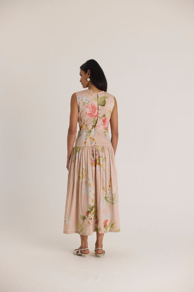 HAZEL SIDE CUT OUT DRESS satin by Yam in pink color for women Worldwide