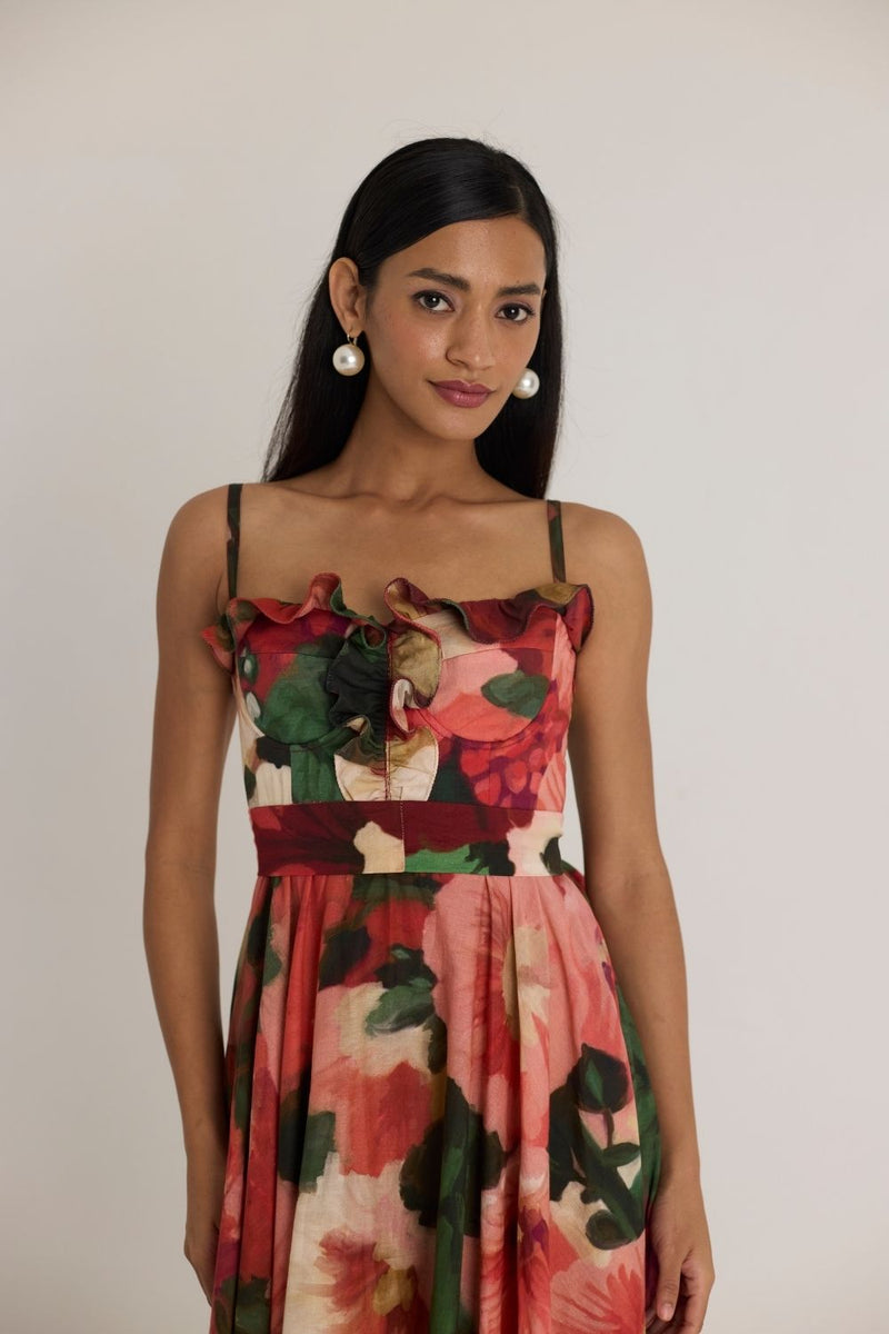 SCARLETT COTTON FRILL DRESS cotton by Yam in multi color for women Worldwide