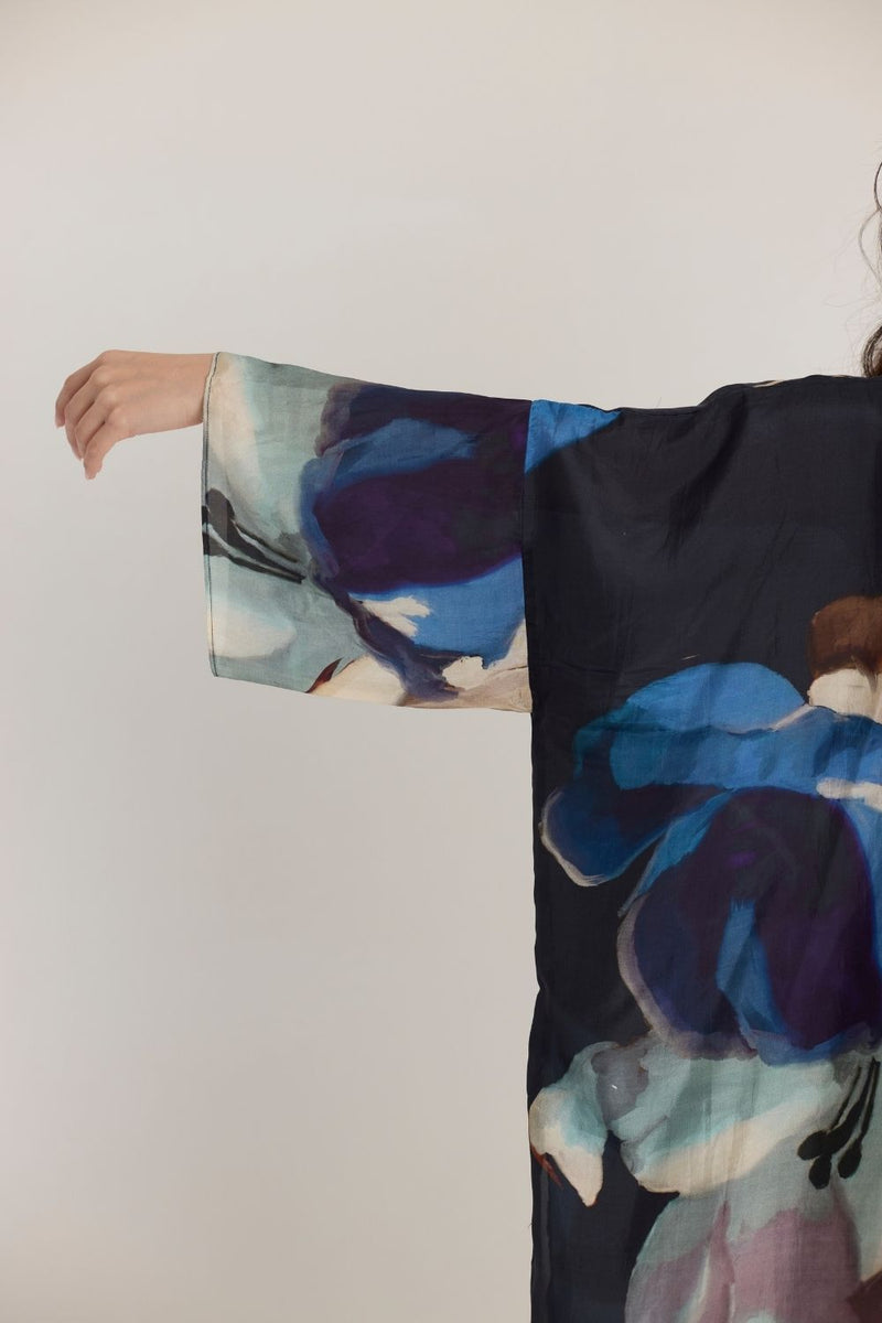 ROCCO SILK KAFTAN SET silk by Yam in black color for women Worldwide