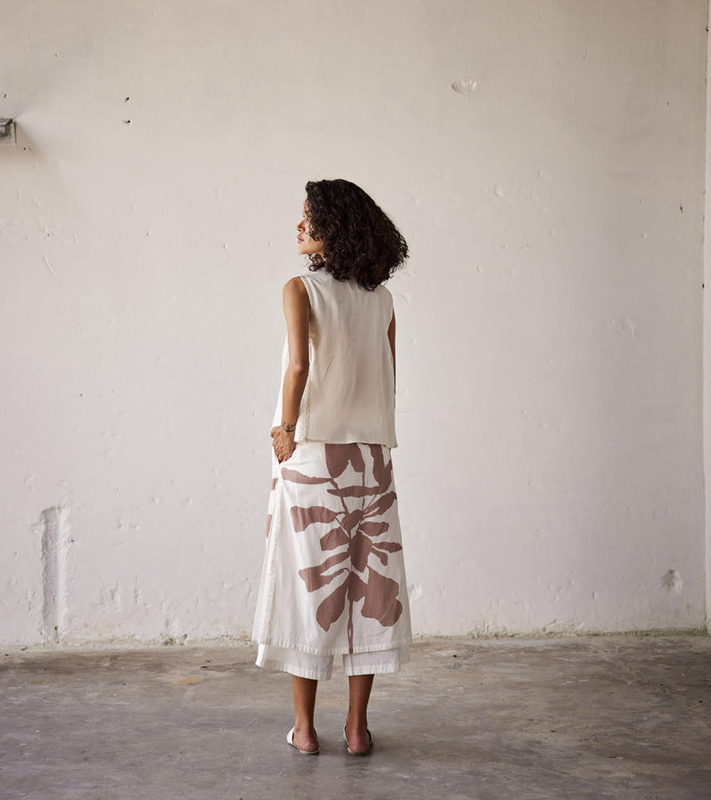 Butterscotch Skirt - Trouser cotton Bottoms,Skirts by Khara Kapas in white for women Worldwide