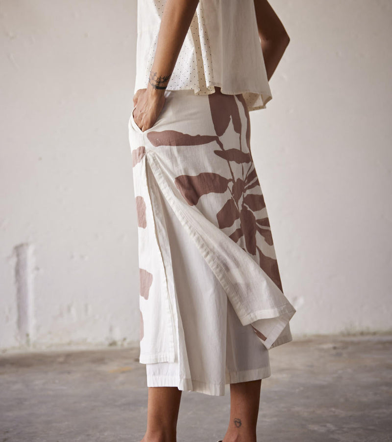 Butterscotch Skirt - Trouser cotton Bottoms,Skirts by Khara Kapas in white for women Worldwide