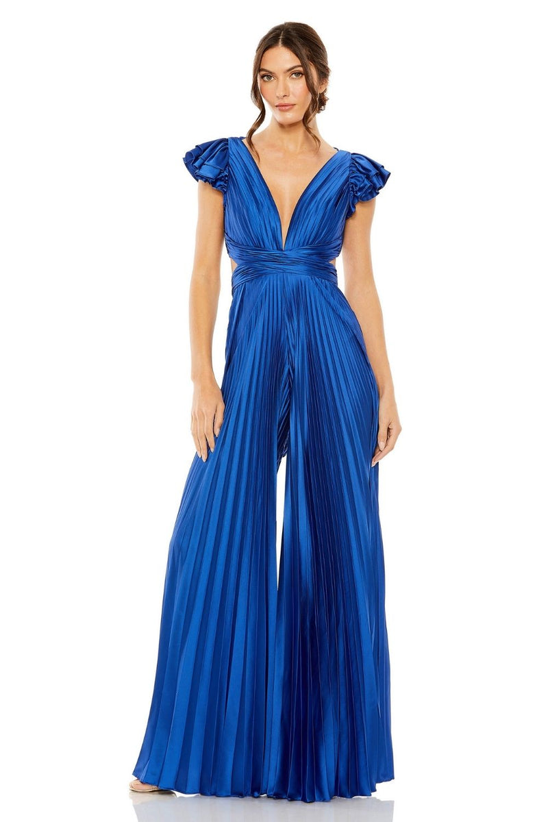 MD-27361 Pleated Jumpsuit-Blue by Mac Duggal in blue color for women Worldwide