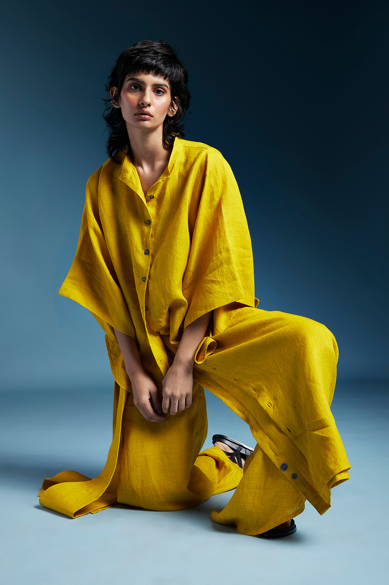 Kiko Shirt-Mustard by Chola in mustard color for women Worldwide