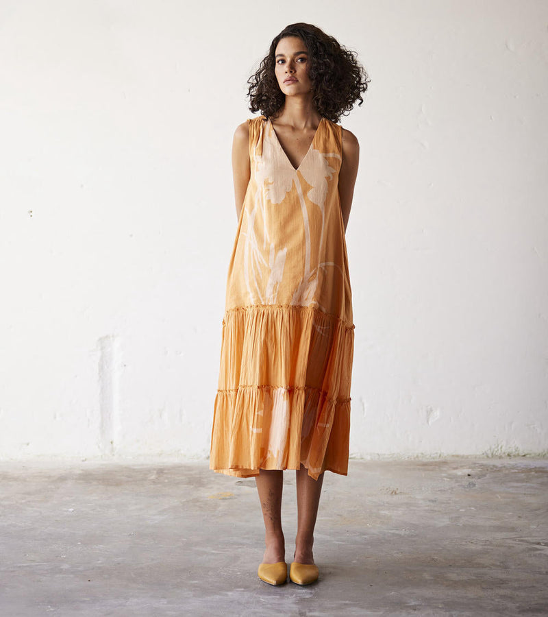 Sun-Sational Dress cotton Dresses by Khara Kapas in orange for women Worldwide