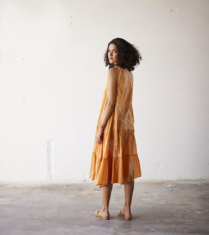 Sun-Sational Dress cotton Dresses by Khara Kapas in orange for women Worldwide