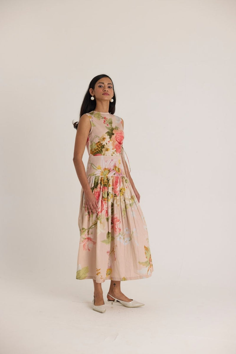 HAZEL SIDE CUT OUT DRESS satin by Yam in pink color for women Worldwide