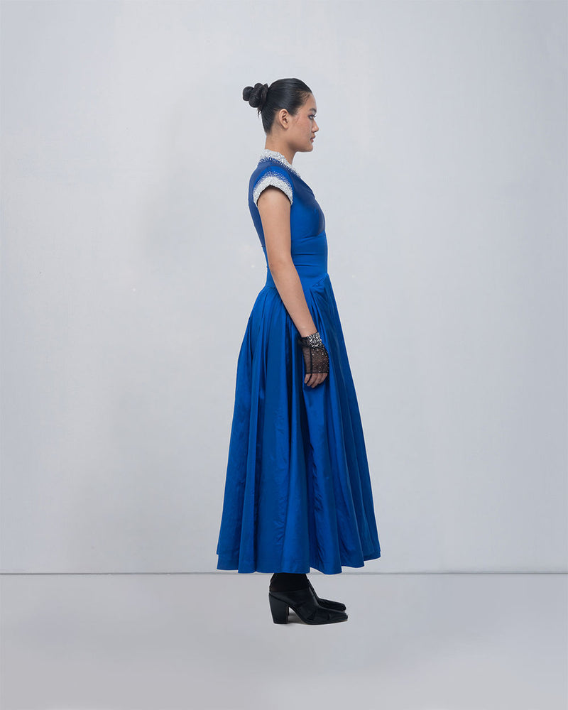 Margarite Dress-Electric Blue viscose by Leh Studios in blue for women Worldwide