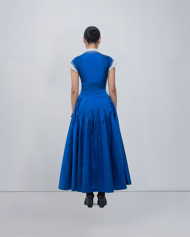 Margarite Dress-Electric Blue viscose by Leh Studios in blue for women Worldwide
