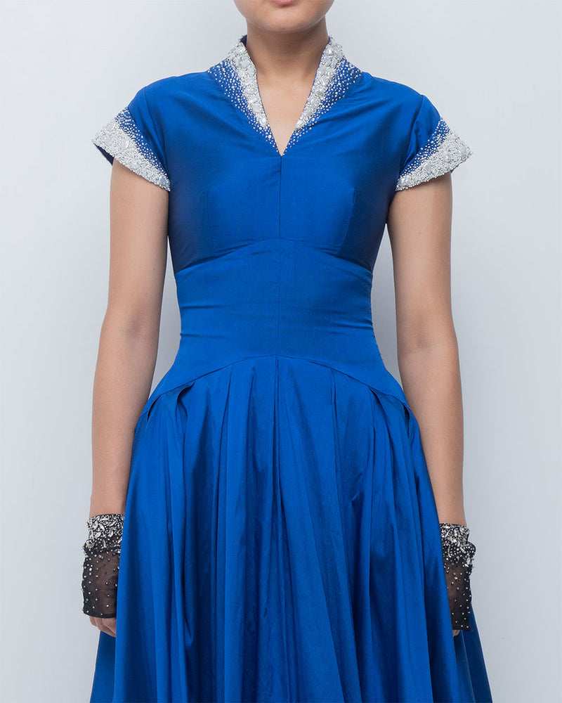 Margarite Dress-Electric Blue viscose by Leh Studios in blue for women Worldwide