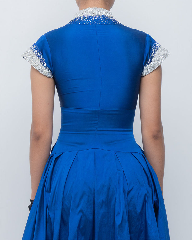 Margarite Dress-Electric Blue viscose by Leh Studios in blue for women Worldwide
