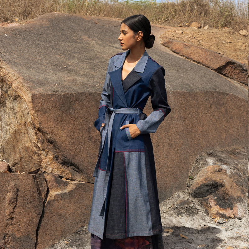 Amelia Denim Trench mul by Doodlage in multi color for women Worldwide