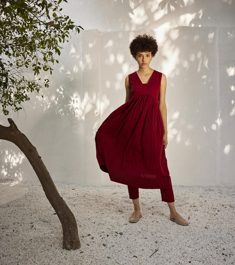 Scarlet co-ord set Dress by Khara Kapas in red for women Worldwide