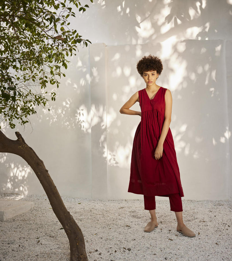 Scarlet co-ord set Dress by Khara Kapas in red for women Worldwide