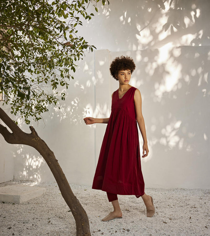 Scarlet co-ord set Dress by Khara Kapas in red for women Worldwide