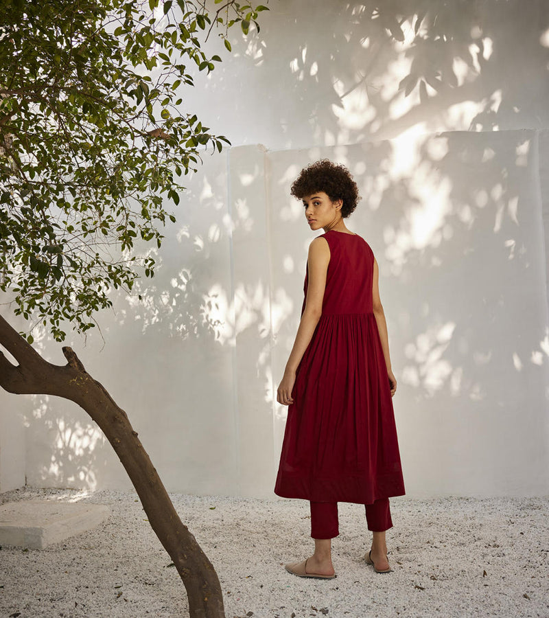 Scarlet co-ord set Dress by Khara Kapas in red for women Worldwide
