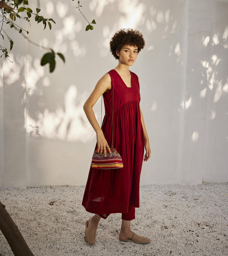Scarlet co-ord set Dress by Khara Kapas in red for women Worldwide