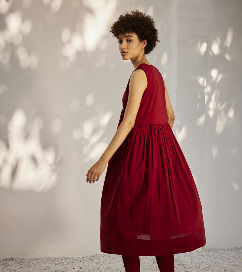 Scarlet co-ord set Dress by Khara Kapas in red for women Worldwide