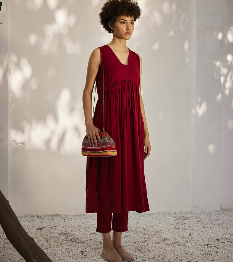 Scarlet co-ord set Dress by Khara Kapas in red for women Worldwide