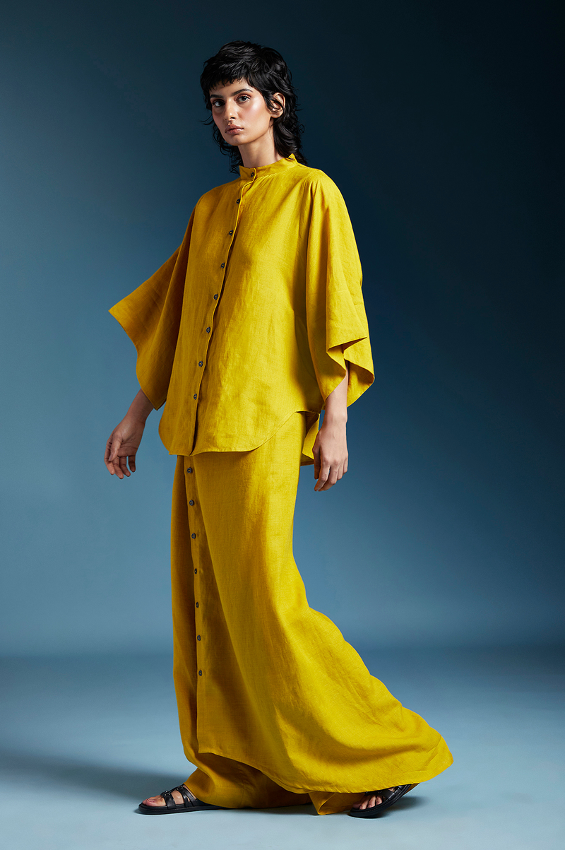 Kiko Shirt-Mustard by Chola in mustard color for women Worldwide