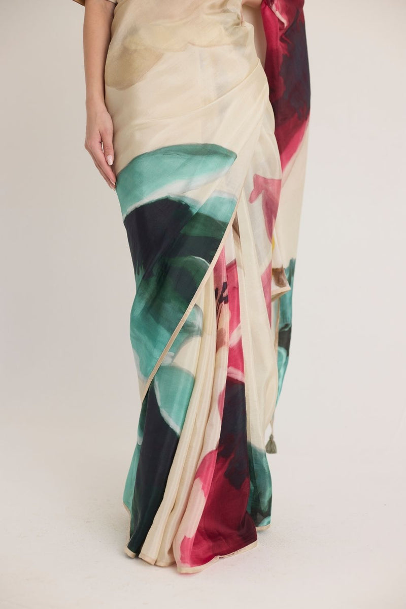 LILA SILK SAREE silk by Yam in white color for women Worldwide