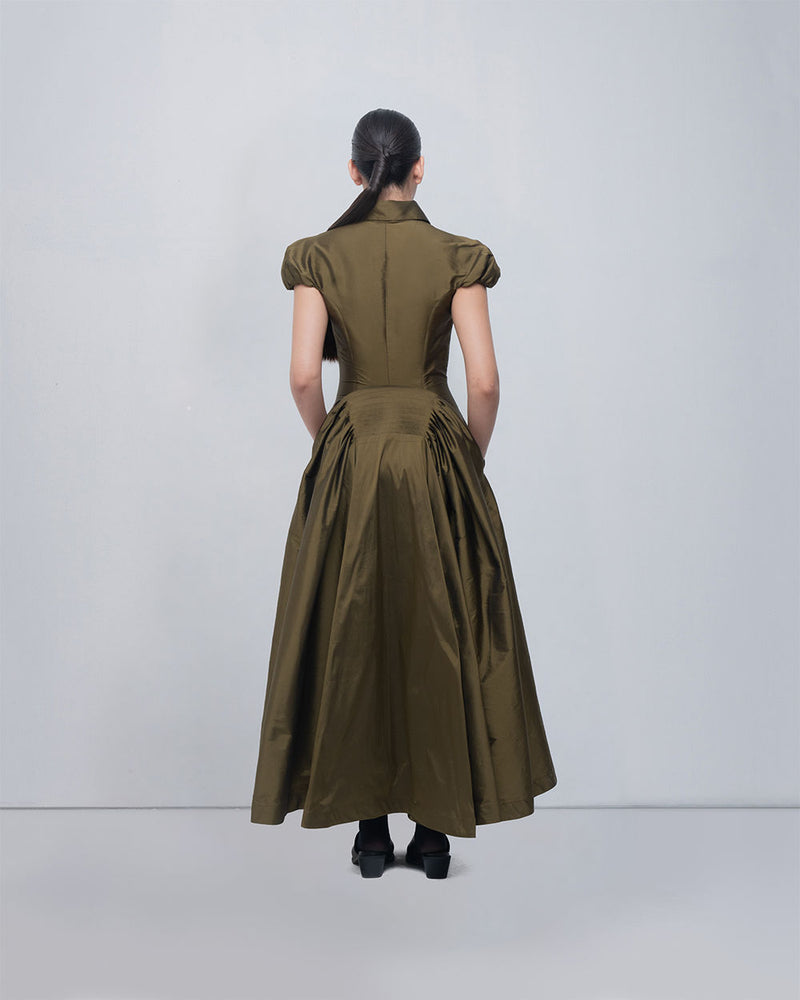 Romee Dress viscose by Leh Studios in olive for women Worldwide
