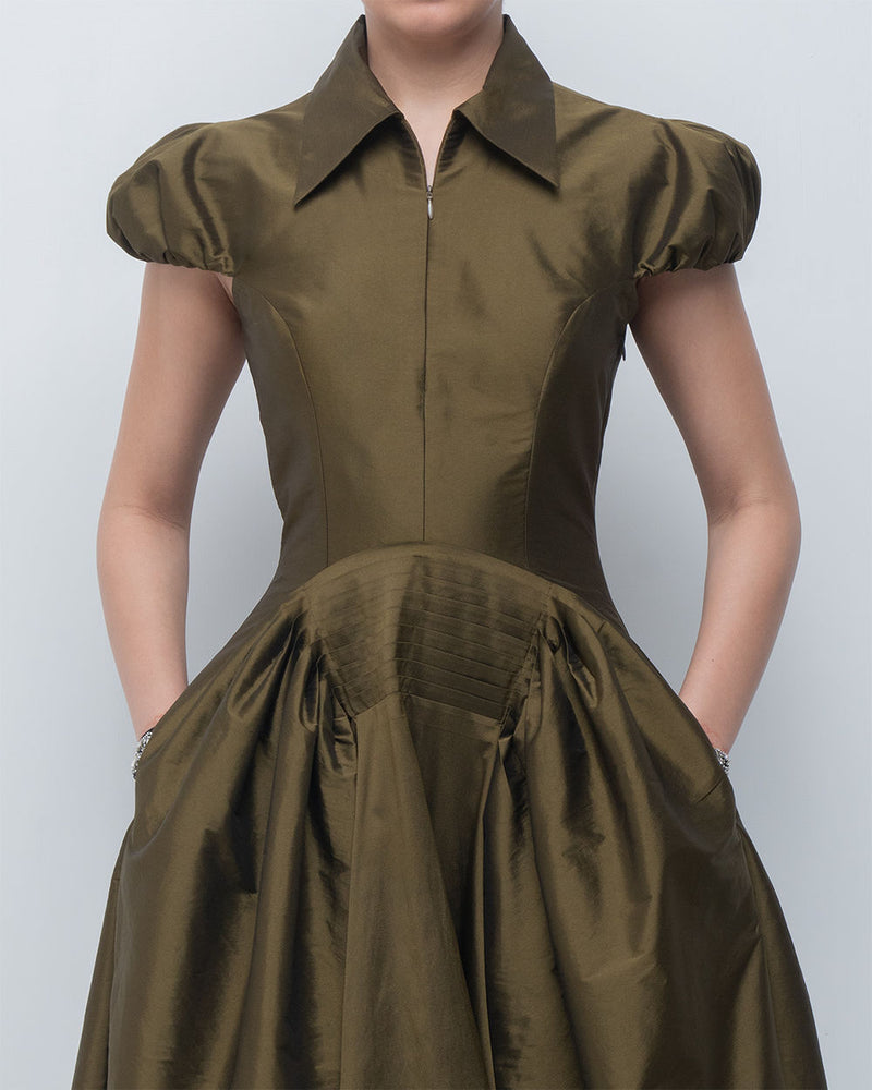 Romee Dress viscose by Leh Studios in olive for women Worldwide