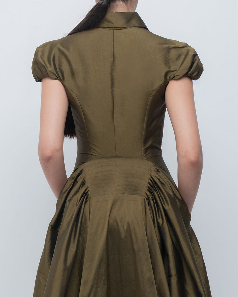 Romee Dress viscose by Leh Studios in olive for women Worldwide