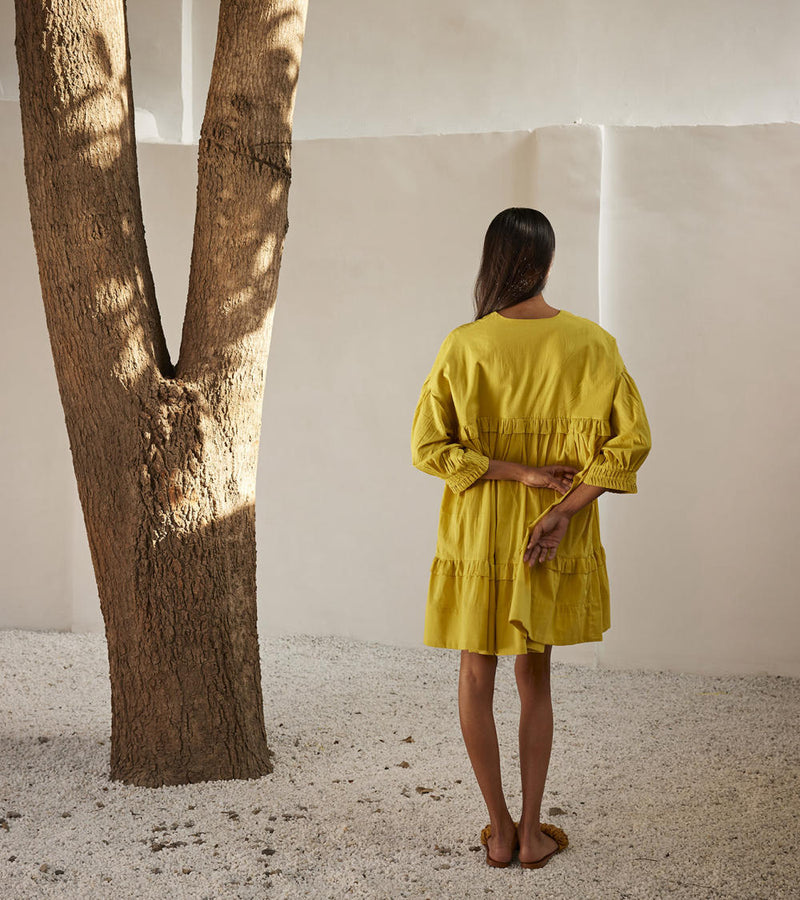 Marigold dress Dress by Khara Kapas in yellow for women Worldwide