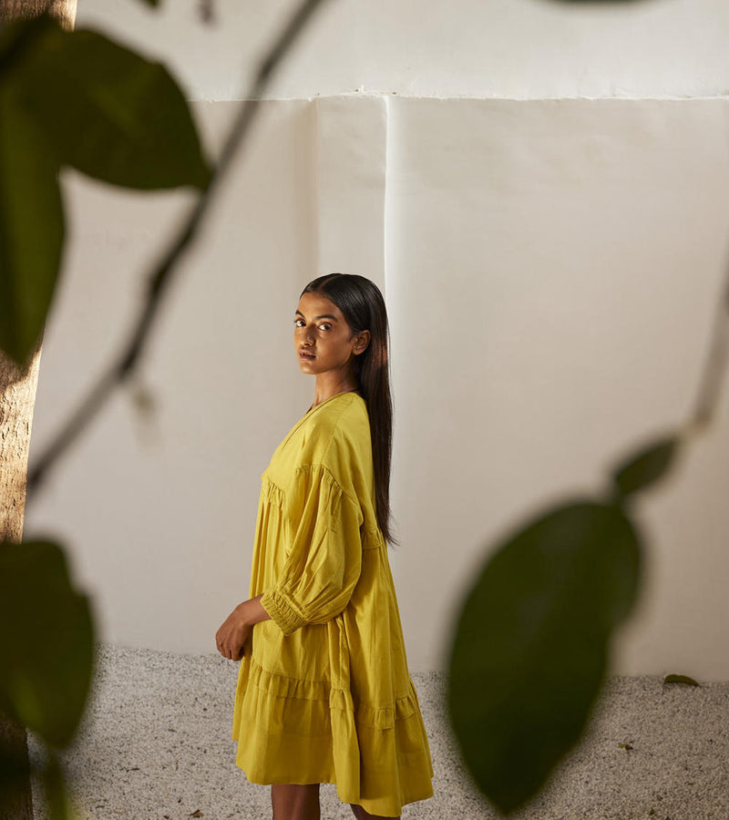 Marigold dress Dress by Khara Kapas in yellow for women Worldwide