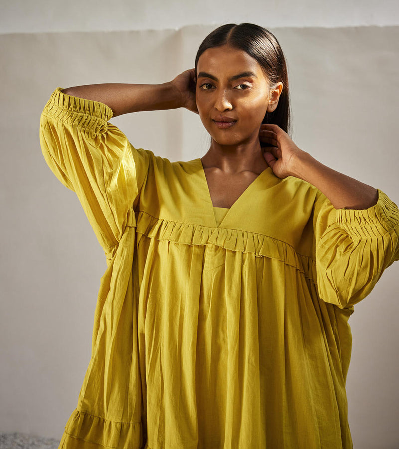 Marigold dress Dress by Khara Kapas in yellow for women Worldwide