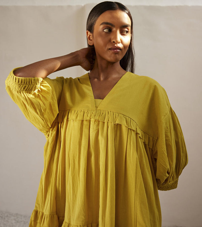 Marigold dress Dress by Khara Kapas in yellow for women Worldwide