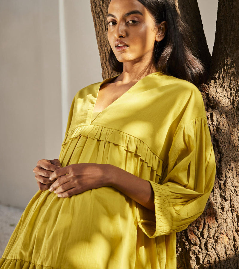 Marigold dress Dress by Khara Kapas in yellow for women Worldwide