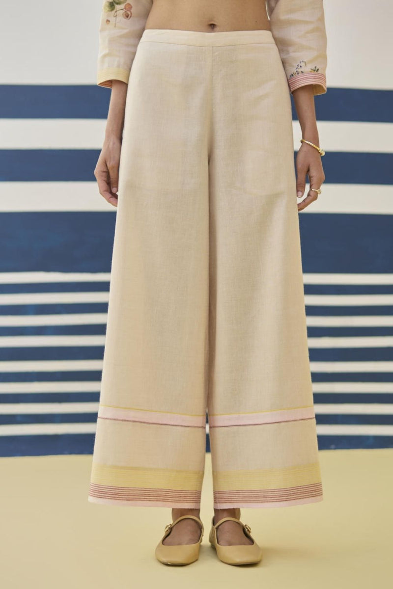 Lyla Stripe Border Pant - Sand by Manan in natural color for women Worldwide