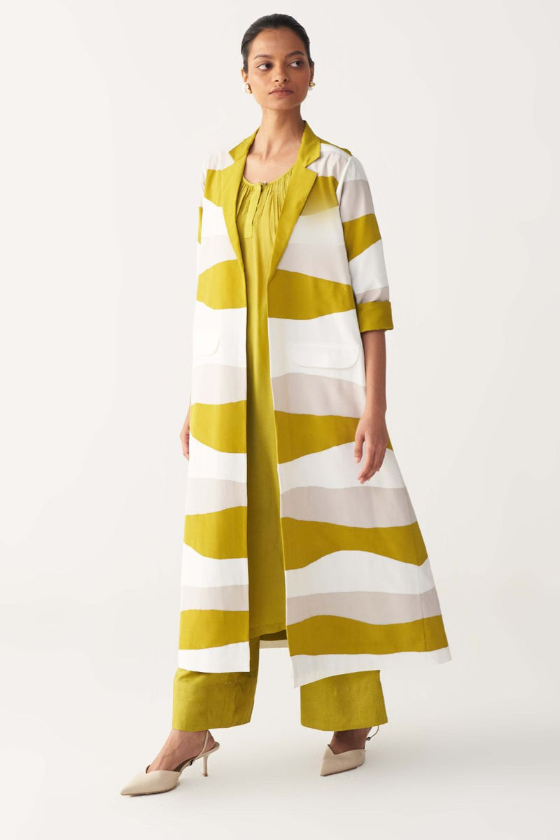 APPLIQUE JACKET CO-ORD (SET OF 3)-LIME bemberg by THREE for women Worldwide