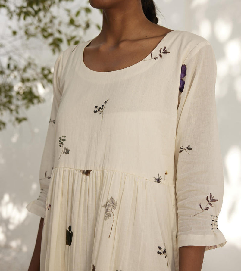 Botanical dress Dress by Khara Kapas in white for women Worldwide