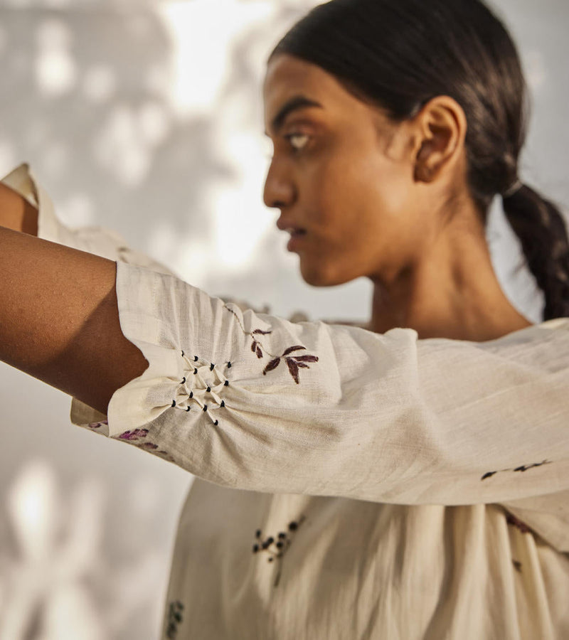 Botanical dress Dress by Khara Kapas in white for women Worldwide